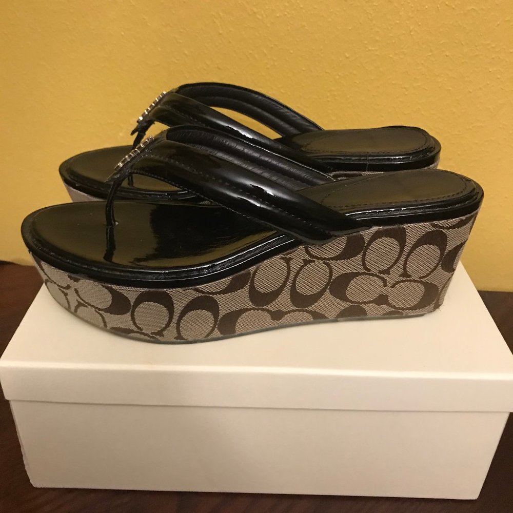 Coach Nella Wedge Sandals Brown Size 10 M